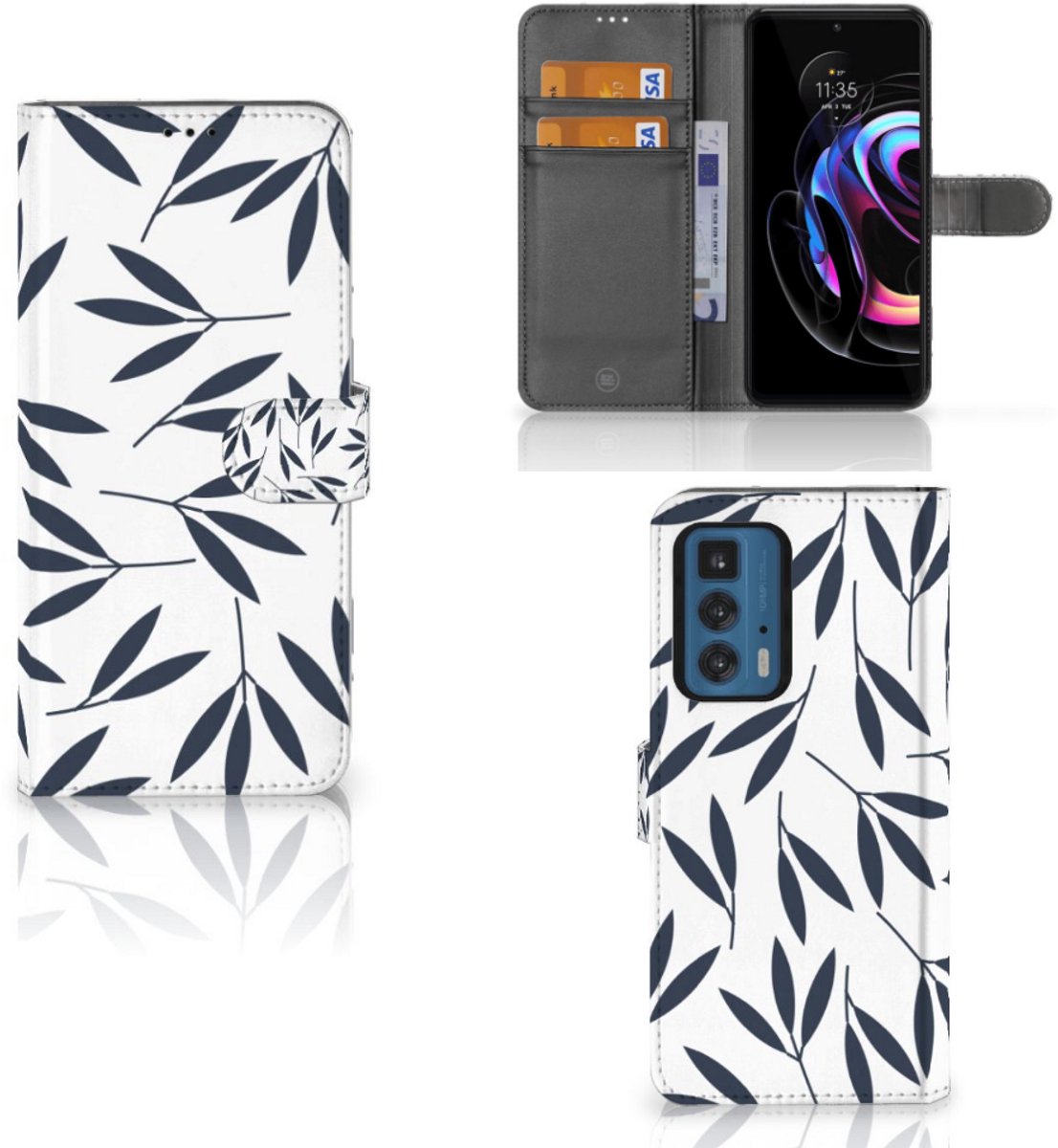 Motorola Edge 20 Pro Hoesje Leaves Blue