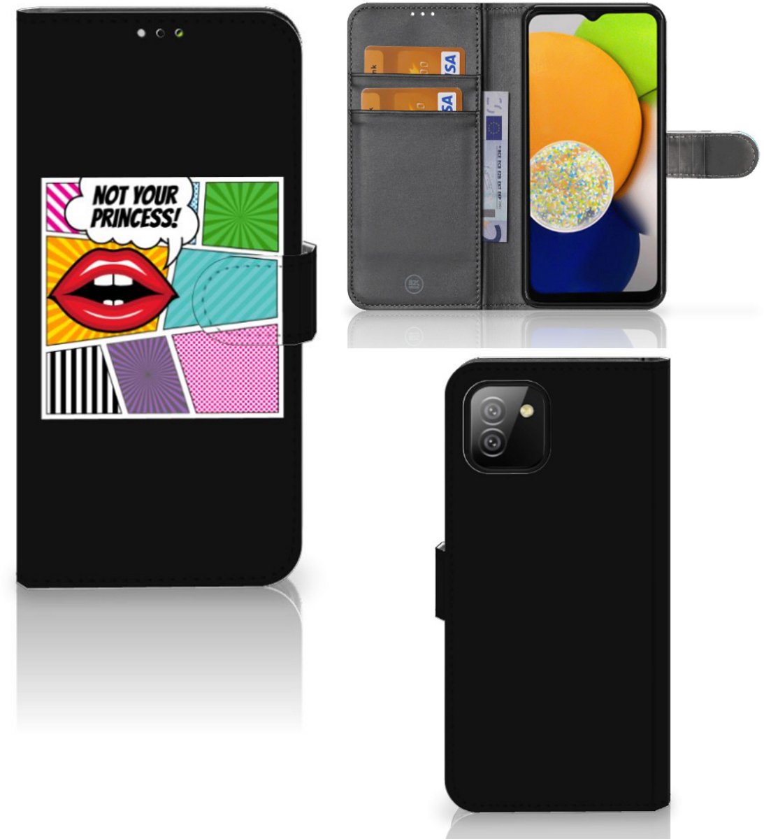 Samsung Galaxy A03 Wallet Case met Pasjes Popart Princess
