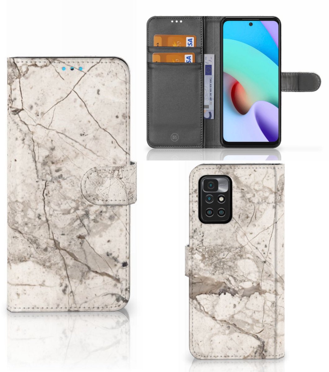 Boekhoesje voor Xiaomi Redmi 10 Bookcase Marmer Beige