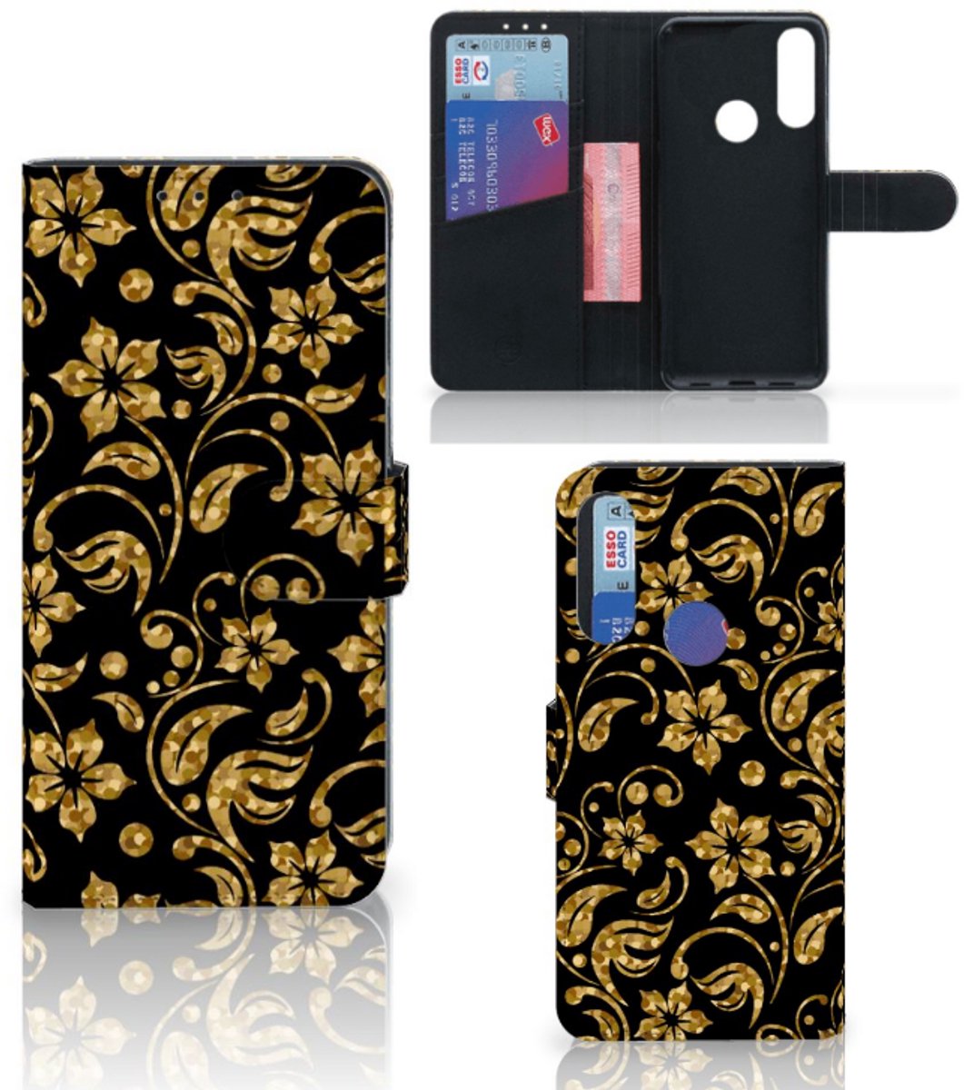 Alcatel 1S 2020 Hoesje Gouden Bloemen