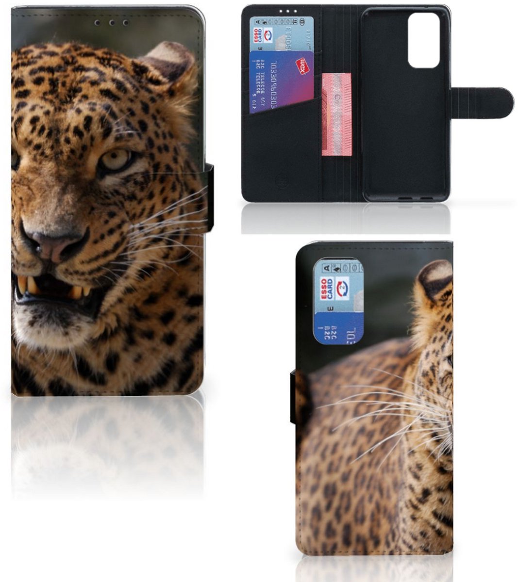 Book Case voor OnePlus 9 Pro Telefoonhoesje met Pasjes Luipaard