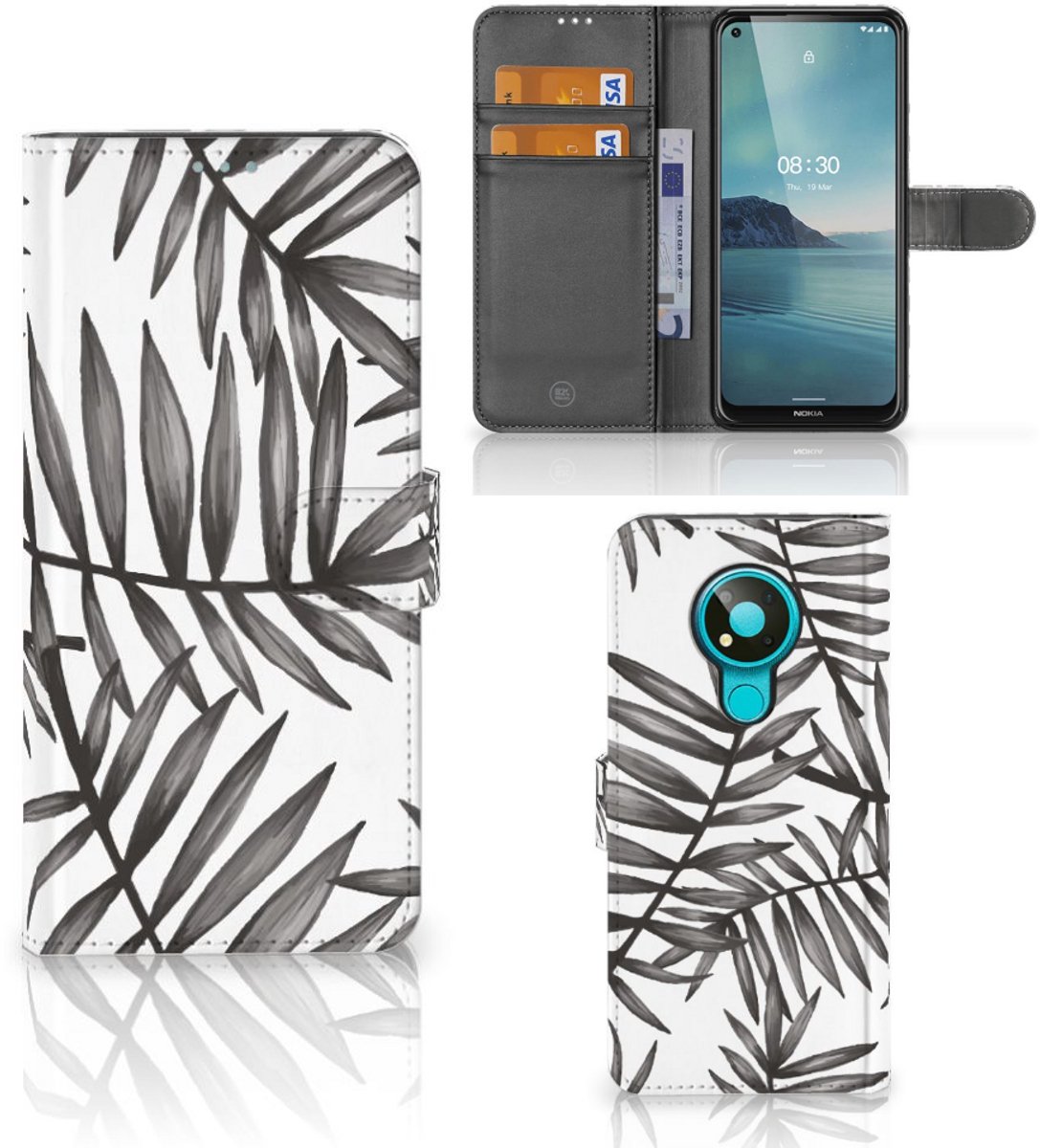 Nokia 3.4 Hoesje Leaves Grey