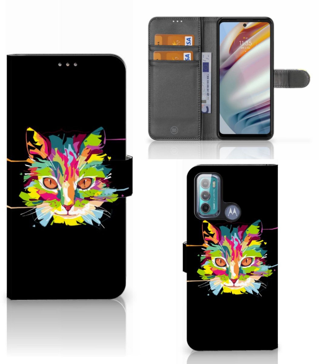Motorola Moto G60 Leuk Hoesje Cat Color