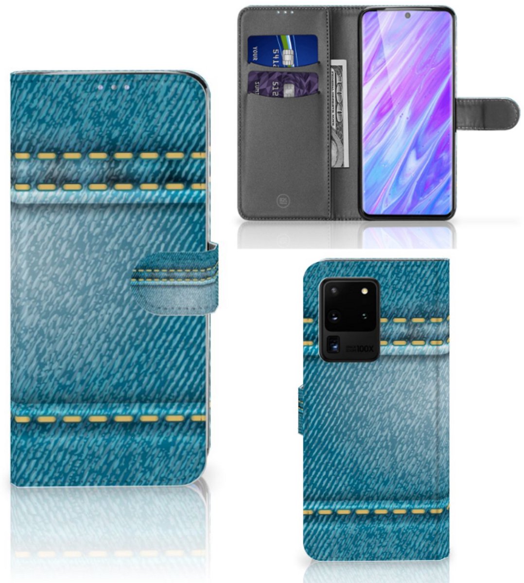 Samsung Galaxy S20 Ultra Wallet Case met Pasjes Jeans