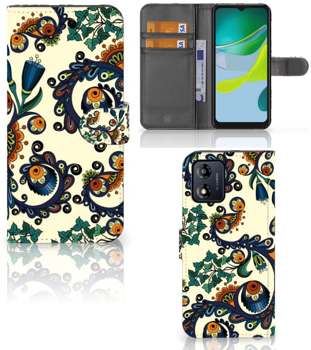 Wallet Case Motorola Moto E13 4G Barok Flower
