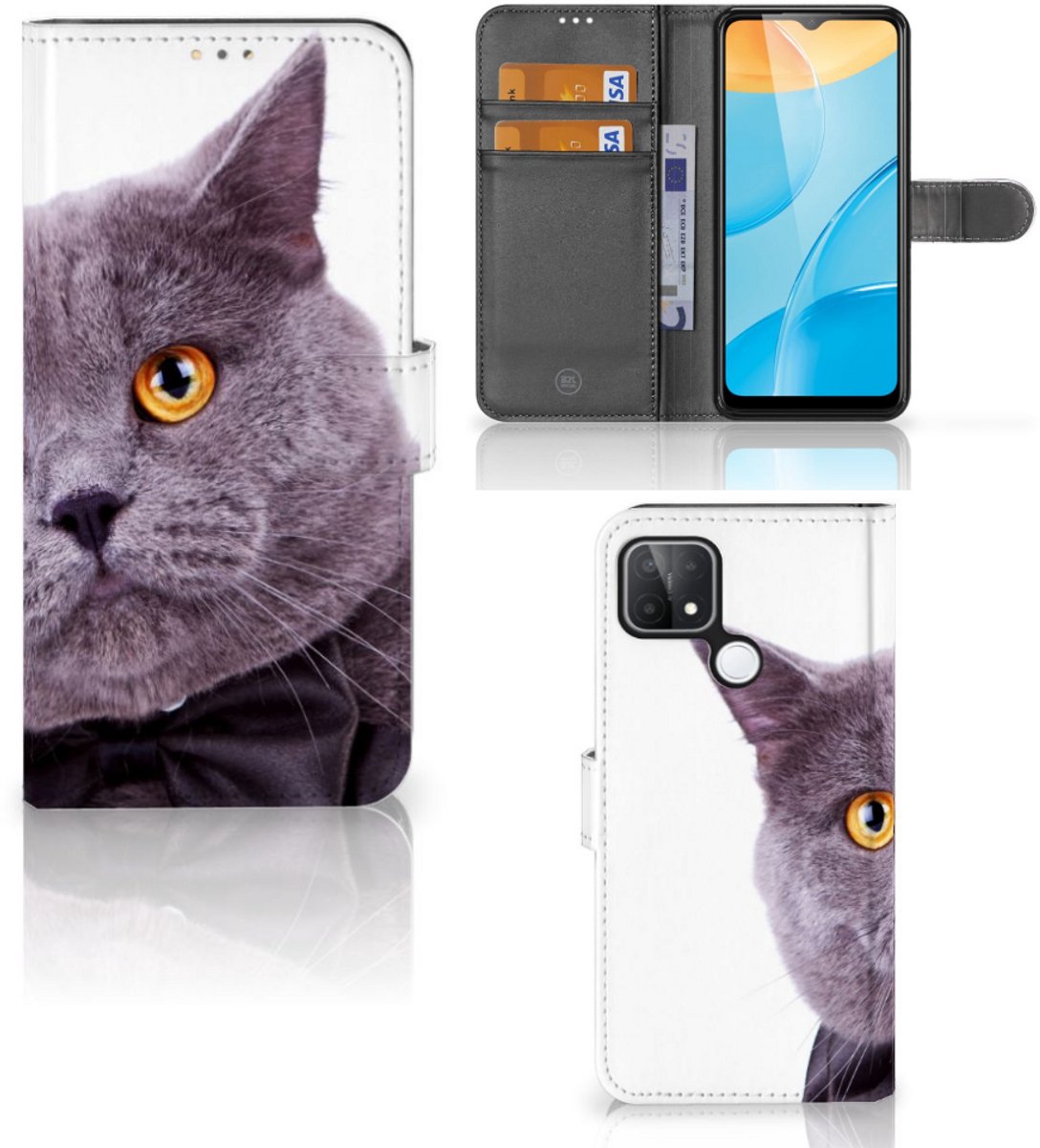 OPPO A15 Telefoonhoesje met Pasjes Kat