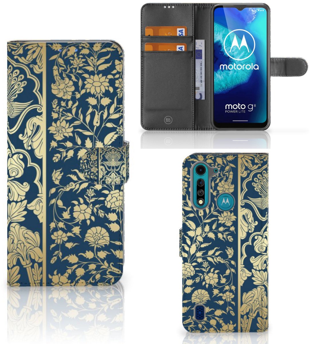 Motorola G8 Power Lite Hoesje Beige Flowers