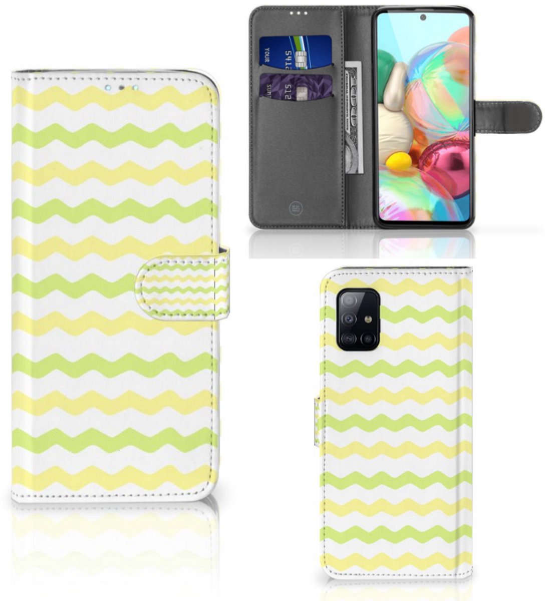Book Case voor Samsung Galaxy A71 Telefoon Hoesje Waves Yellow