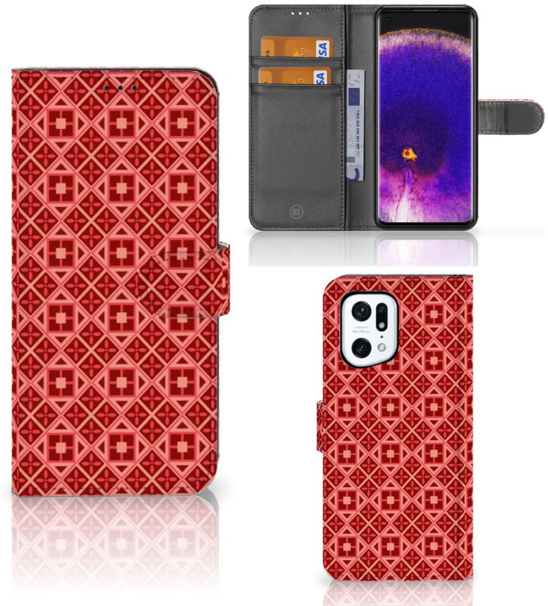 OPPO Find X5 Pro Telefoon Hoesje Batik Rood