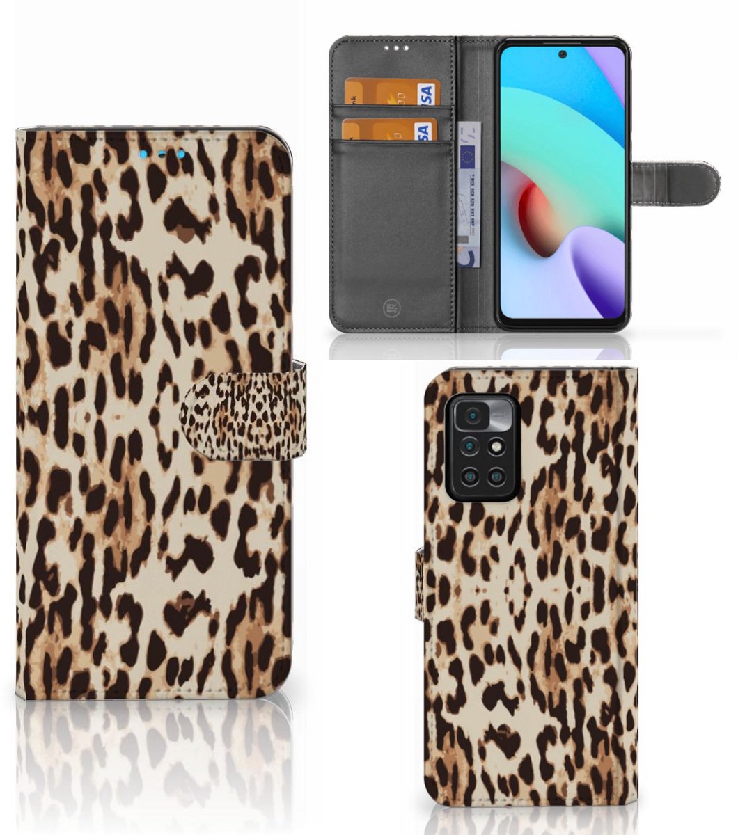 Xiaomi Redmi 10 Telefoonhoesje met Pasjes Leopard