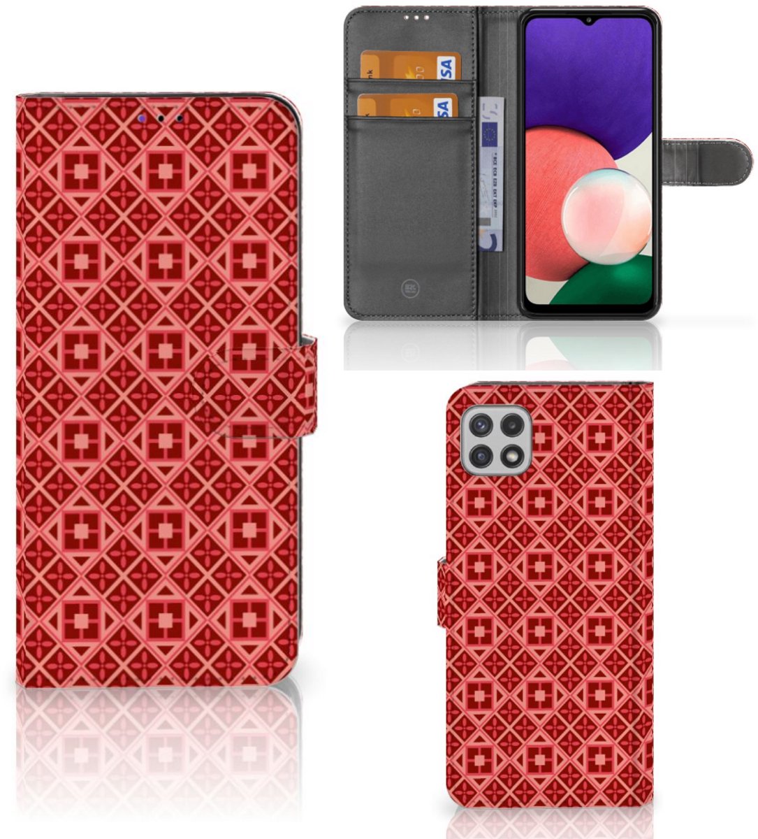 Samsung Galaxy A22 5G Telefoon Hoesje Batik Rood