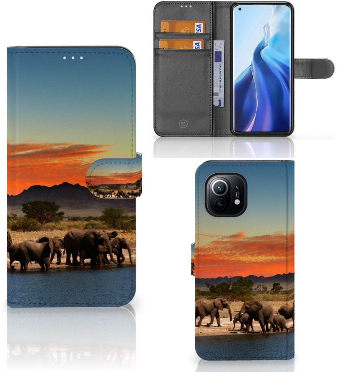 Xiaomi Mi 11 Telefoonhoesje met Pasjes Olifanten