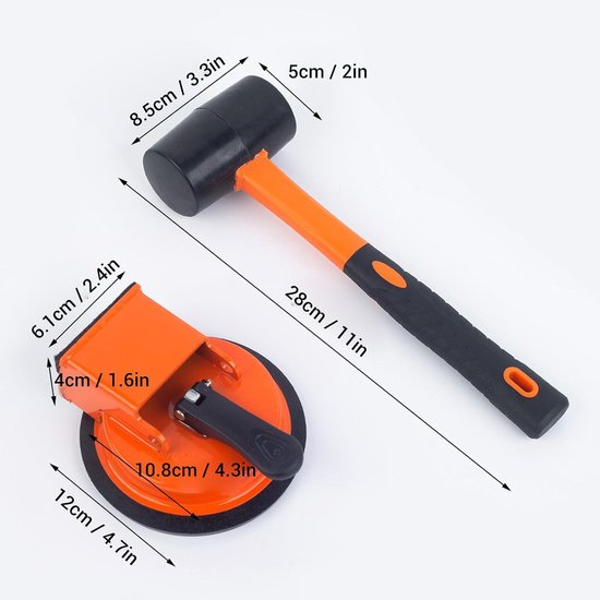 Vloer reparatie tool - Zuignap hamer - Vloeren herstellen - Robuuste zuigkracht - 118mm zuignap — afbeelding 2