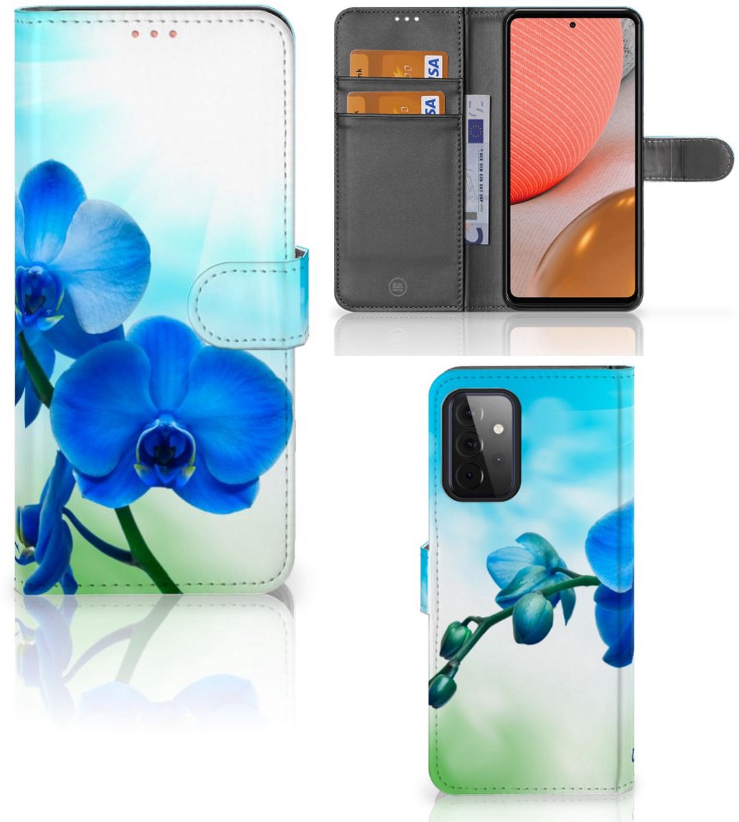 Samsung Galaxy A72 Hoesje Orchidee Blauw - Cadeau voor je Moeder