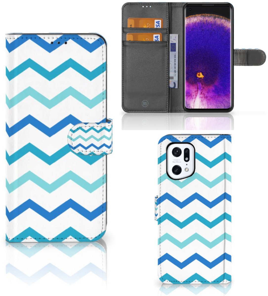 OPPO Find X5 Pro Telefoon Hoesje Zigzag Blauw