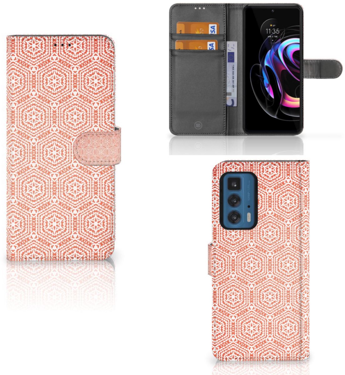 Boekhoesje voor Motorola Edge 20 Pro Telefoon Hoesje Pattern Orange