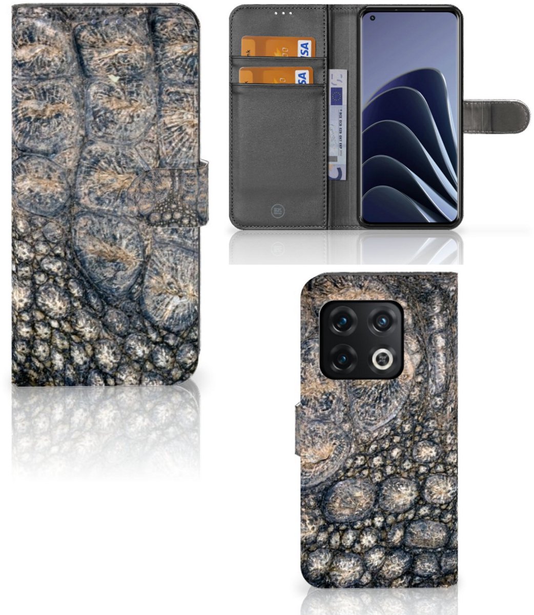 OnePlus 10 Pro Telefoonhoesje met Pasjes Krokodillenprint