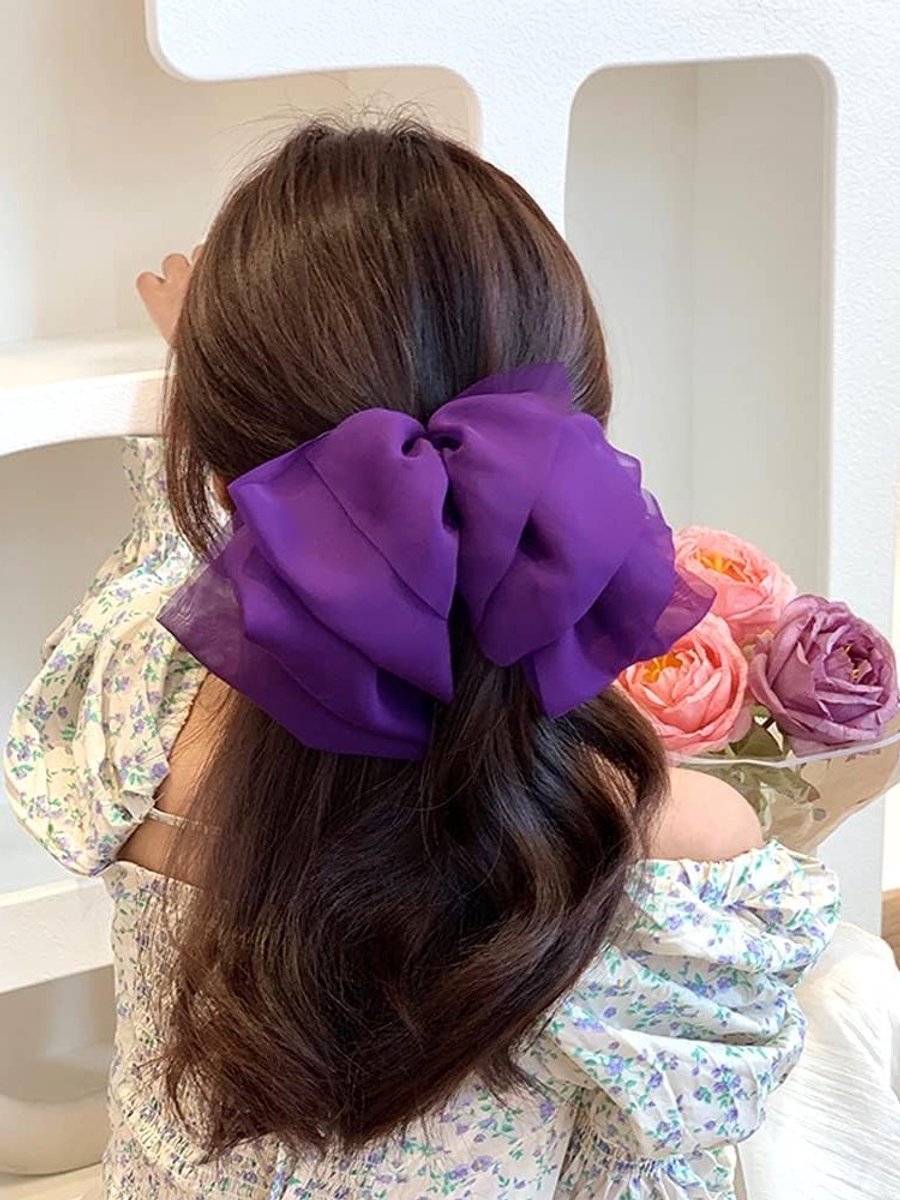 Grote Haarstrikken Haarclips voor Vrouwen en Meisjes van Chiffon en Tulle voor Bruiloften en Feestjes