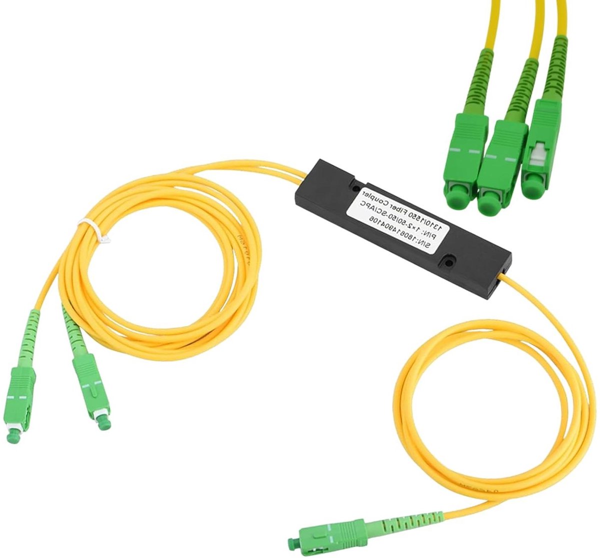 Optische Splitter - Glasvezel Splitter - Netwerk Uitbreiding - Laag Signaalverlies - 1x2 - Geel Groen Zwart