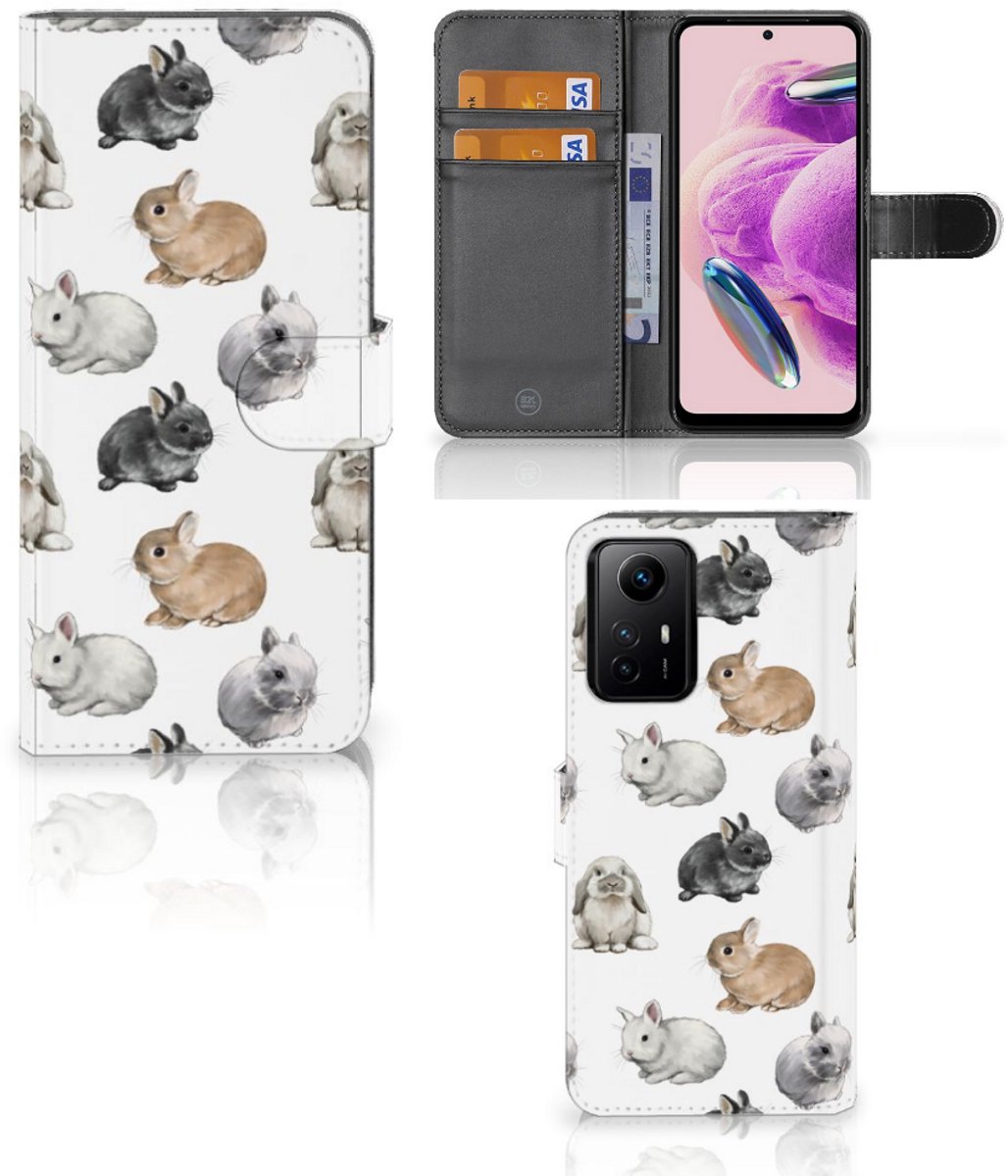 Telefoonhoesje met Pasjes voor Xiaomi Redmi Note 12S Konijntjes