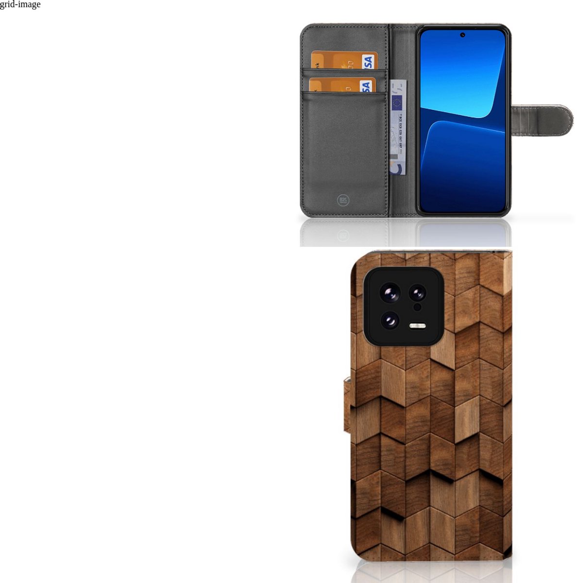 Book Style Case voor Xiaomi 13 Wooden Cubes