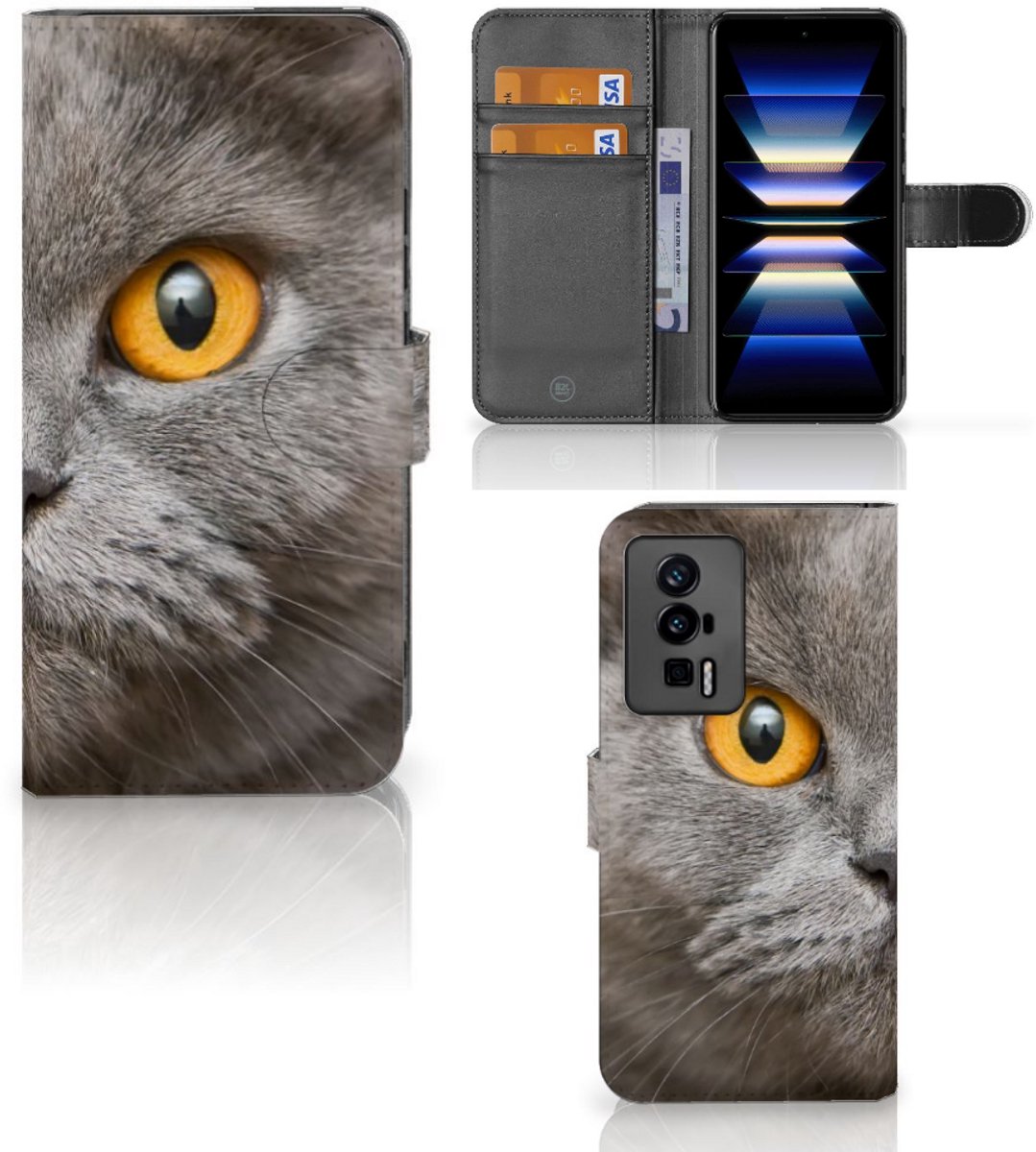 Telefoonhoesje met Pasjes Xiaomi Poco F5 Pro Britse Korthaar