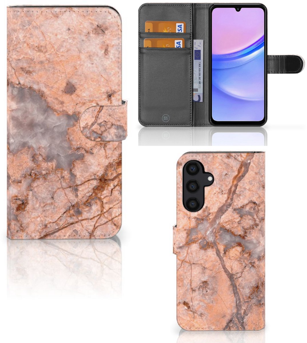 Samsung Galaxy A15 Bookcase Marmer Oranje