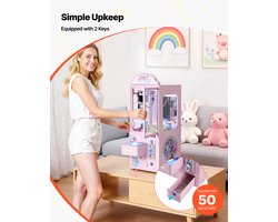 VEVOR Grijpmachine, Middelgrote Speelautomaat met Licht en Geluid, Precisie Stalen Grijper met Verstelbare Handgreep voor Pluche Speelgoed, Speelgoed voor De Detailhandel, voor Commerciële Thuisfeesten en Bioscopen, Roze