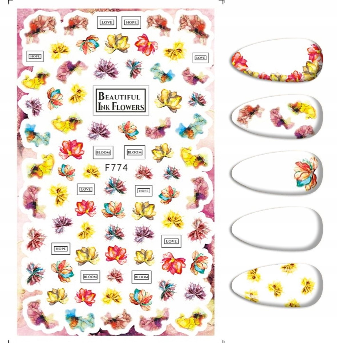 Frezarkowo - Nagelstickers - 12 x 8 cm - Akwarel bloemen