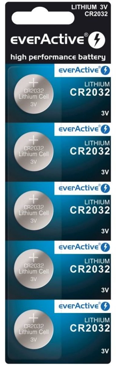 EverActive CR2032 3V Lithium Knoopcel Batterij 2032 DL2032 - 5 stuks