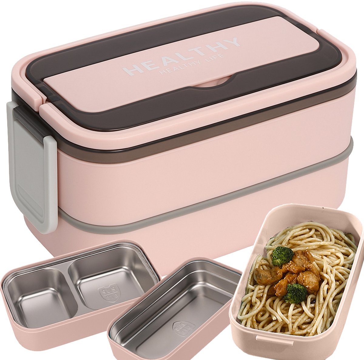 PINGYANG RONGRONG HANDICRAFT FACTORY - Lunchbox - 1400ml - Met Vakken - Geschikt voor Magnetron