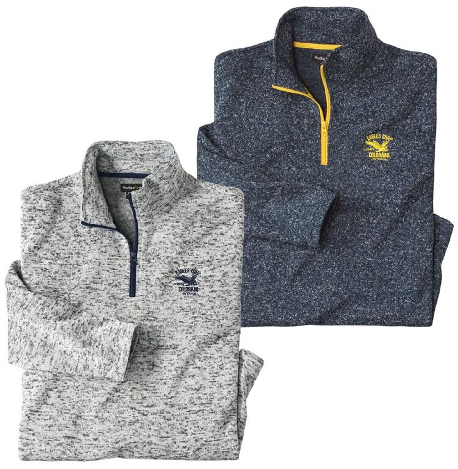 ATLAS FOR MEN - Set van 2 gemêleerde molton sweaters - Heren - Verkrijgbaar in grote maten - XL