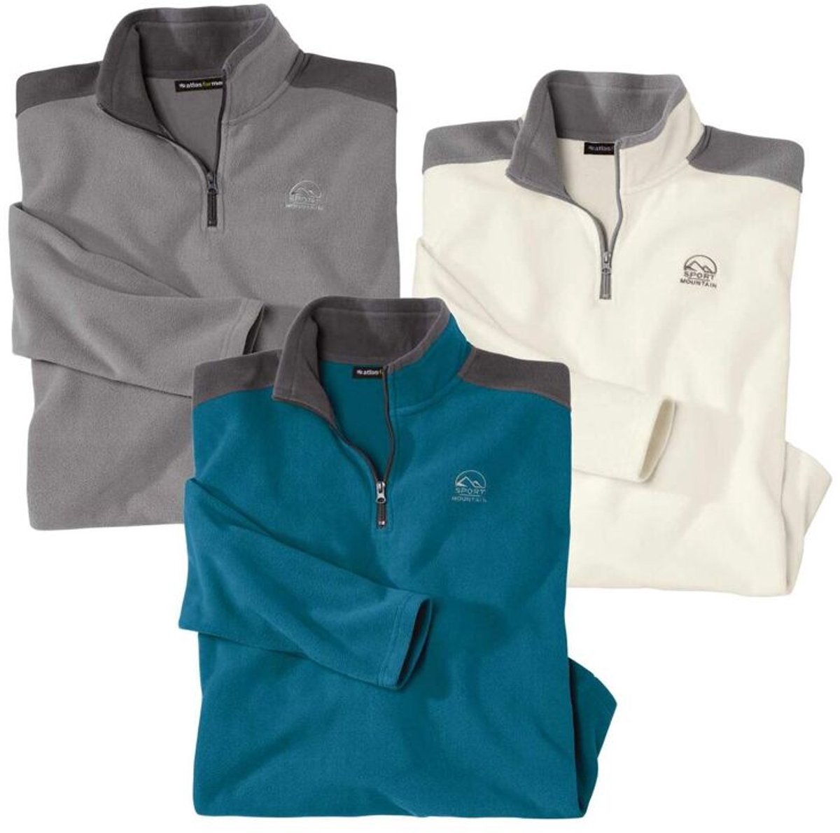 ATLAS FOR MEN - Set van 3 microfleece truien X-TREM - Heren - Verkrijgbaar in grote maten - XL