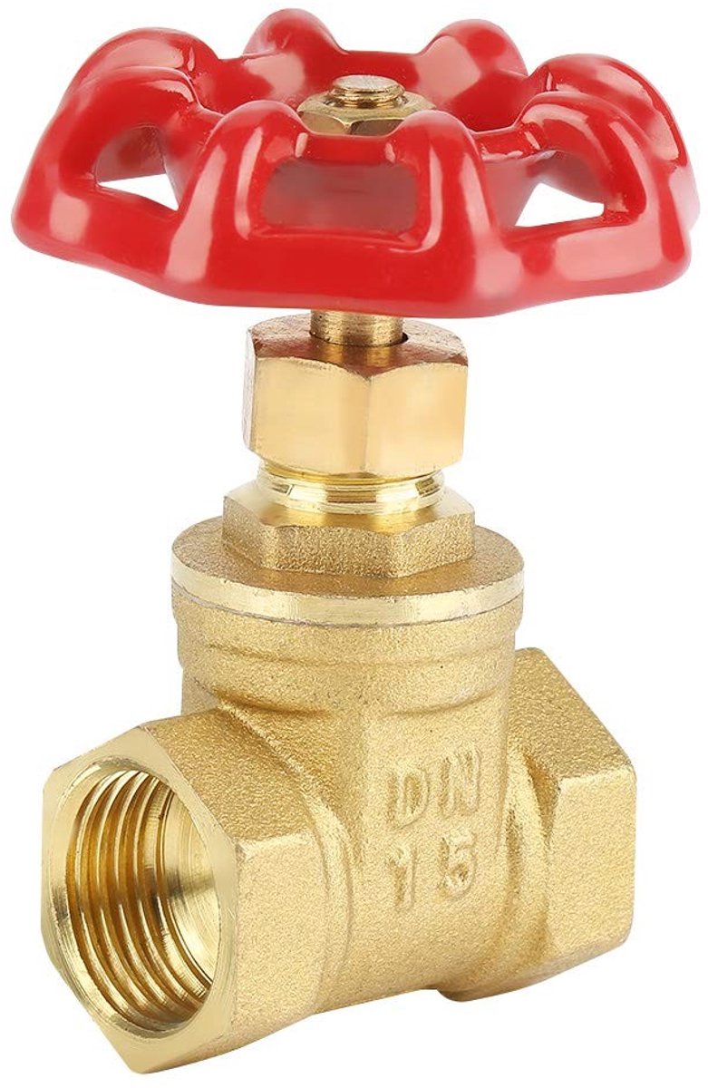 Dailygoods - Messing Draaiknopsluiting - Draaischakelventiel - Duurzaam en Robuust - Rood Handvat - Voor Water Olie Gas - 232 - DN15 G1/2