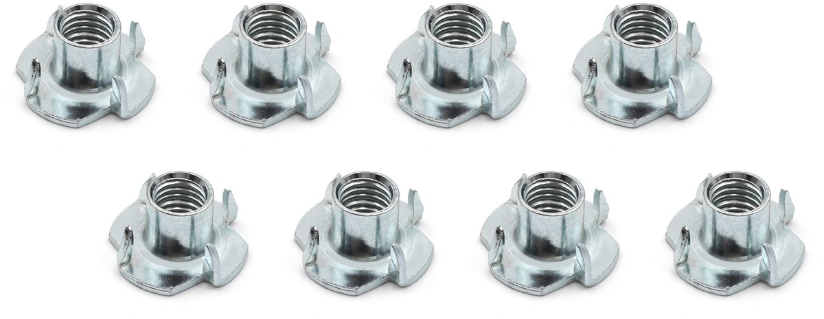 Dailygoods - Dailygoody - Inslagmoeren - M10 x 12 mm - 8-delige set - Gelegenheid voor houtbewerking - Staal verzinkt - Geschikt voor meubels en modelbouw - Ideaal
