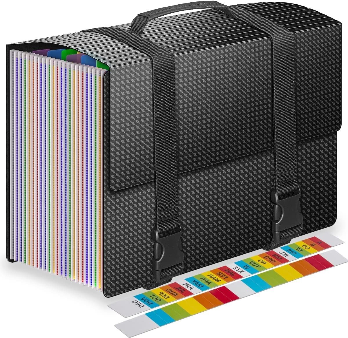 Uitbreidbare Bestanden Organizer met Handvat, 25 Vakken, Draagbare Bestandenmap voor A4 Papier, Ideaal voor Documenten en Administratie