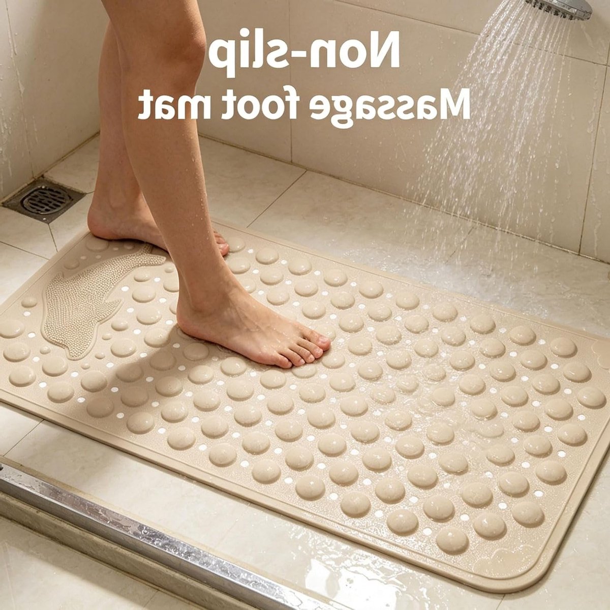 Douchemat voor Gevoelige Huid 70x35cm, Antislip Badmat voor Kinderen, BPA-vrij en Latex-vrij, Schimmelbestendig en Machinewasbaar