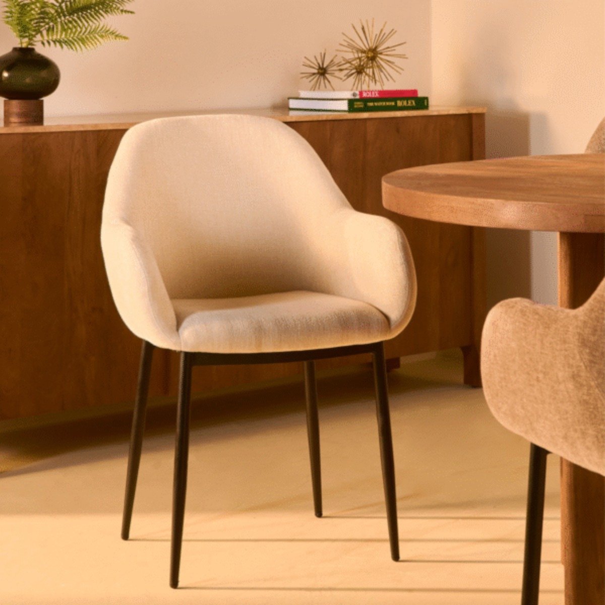 Giga Living Eetkamerstoel Zara Stof Ecru - Giga Meubel - Set van 2