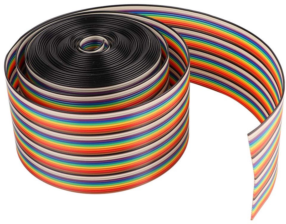 Dailygoods - Dailygoody - Rainbow Ribbon Cable 1.27mm Pitch 40P - 2m Kleurige Flat Kabel