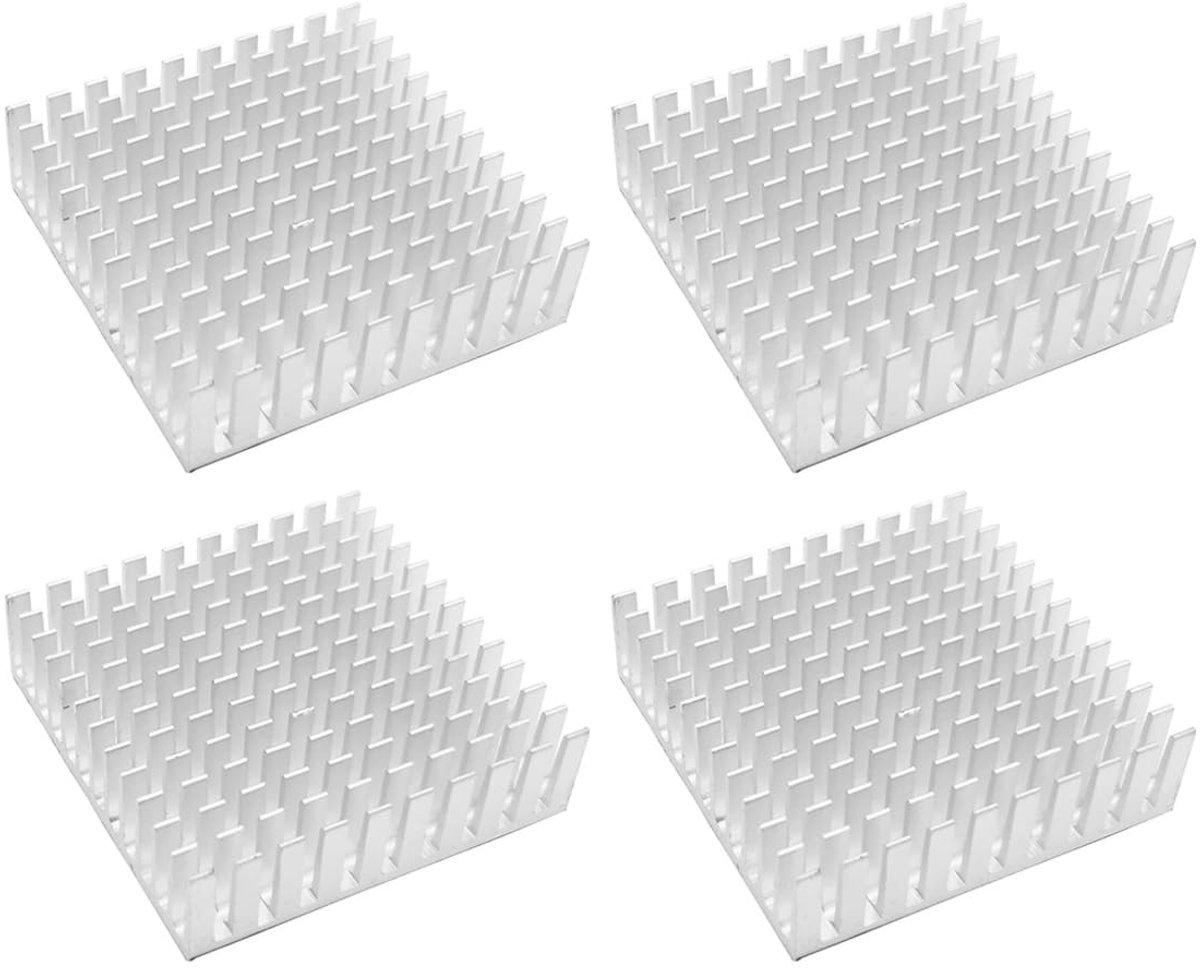 Dailygoods - Dailygoody - Aluminium koellichaam - Thermisch geleidend blok - 4 stuks - 40x40x11mm - CPU koeling - Geschikt voor computerhosts en 3D-printers