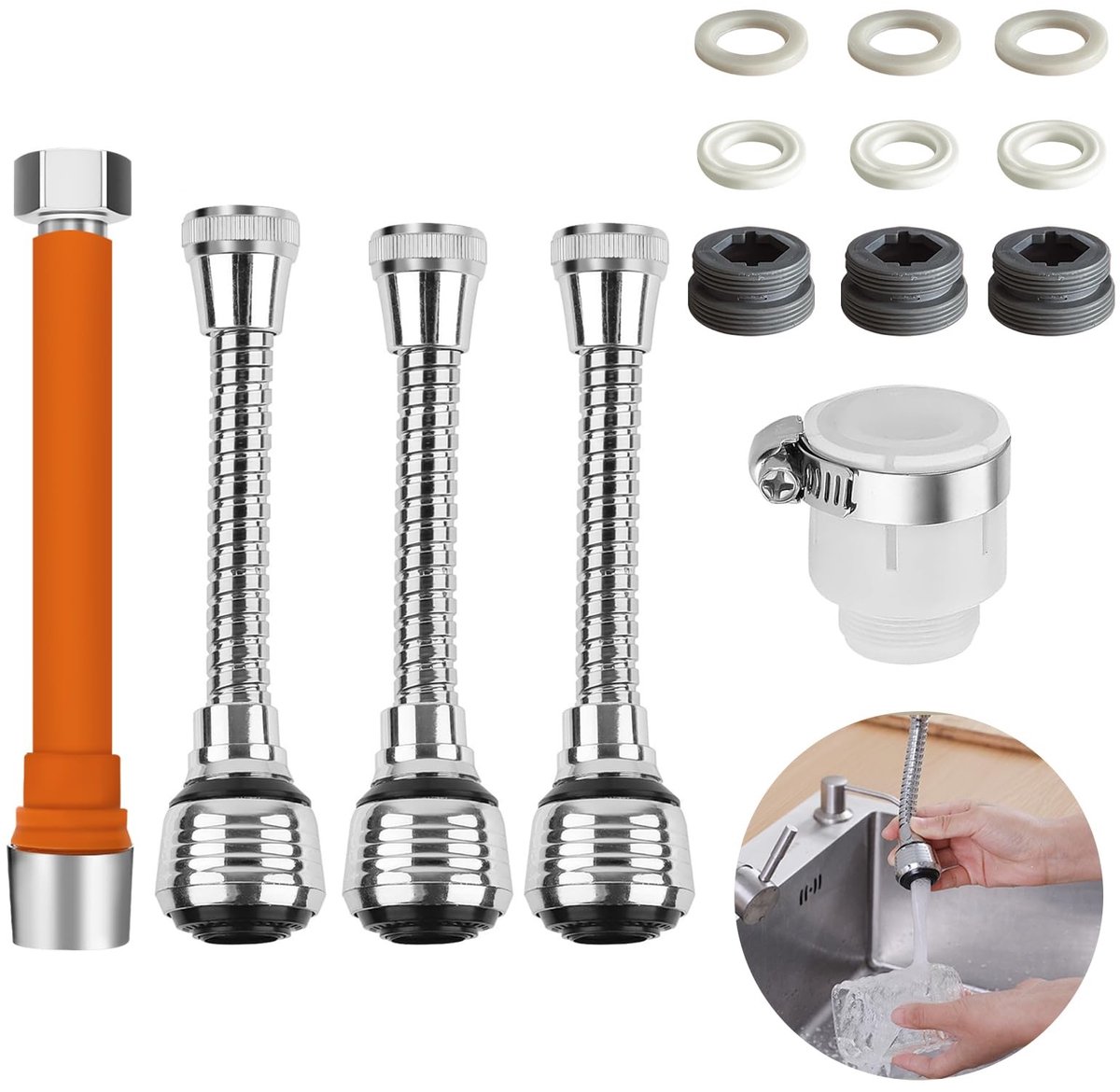 Dailygoods - Cosensi - Dailygoody - Flexibele Kraanaerator - 360° Aerator - Waterbesparend - Verstelbare Spuitkop - Keuken en Badkamer - Hoogwaardige ABS - Geschikt voor Sinks