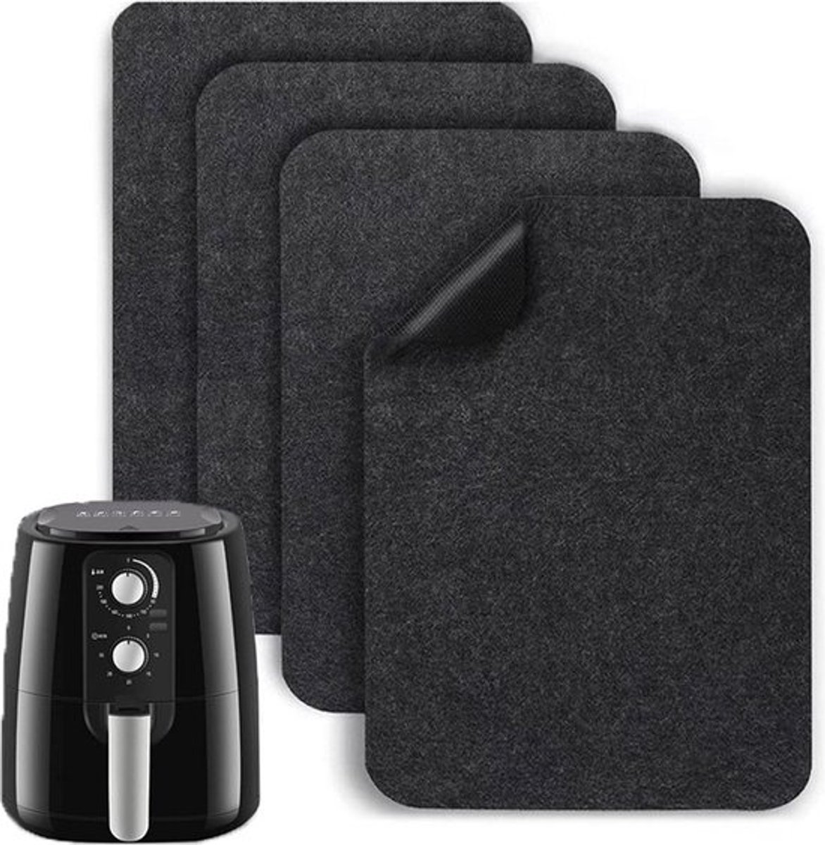 4 stuks - 43×30cm - Hittebestendige mat voor airfryer - Glijmat voor keukenapparatuur voor airfryer - Verdikte isolatiemat voor aanrechtbladen - Hittebestendige mat voor aanrechtbladen - Geschikt voor Ninja Foodi airfryer, koffiezetapparaat, blender