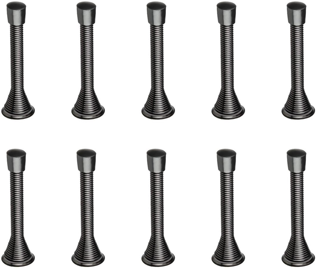 Dailygoody - Veerdeurstoppers - Zwarte deurstoppers - Bescherming voor muren en deuren - Antislip rubberen koppen - Duurzaam en buigbaar - 10 stuks