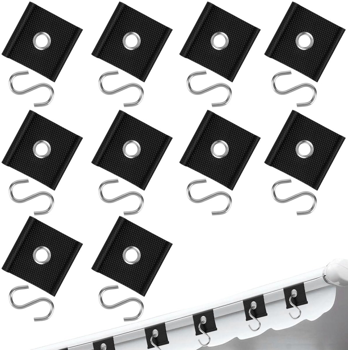 Dailygoody - Luifelhaak - Tentaccessoires - Hoogwaardige nylon en roestvrij staal - 10 stuks - Voor camping en caravan - Sterk en veilig