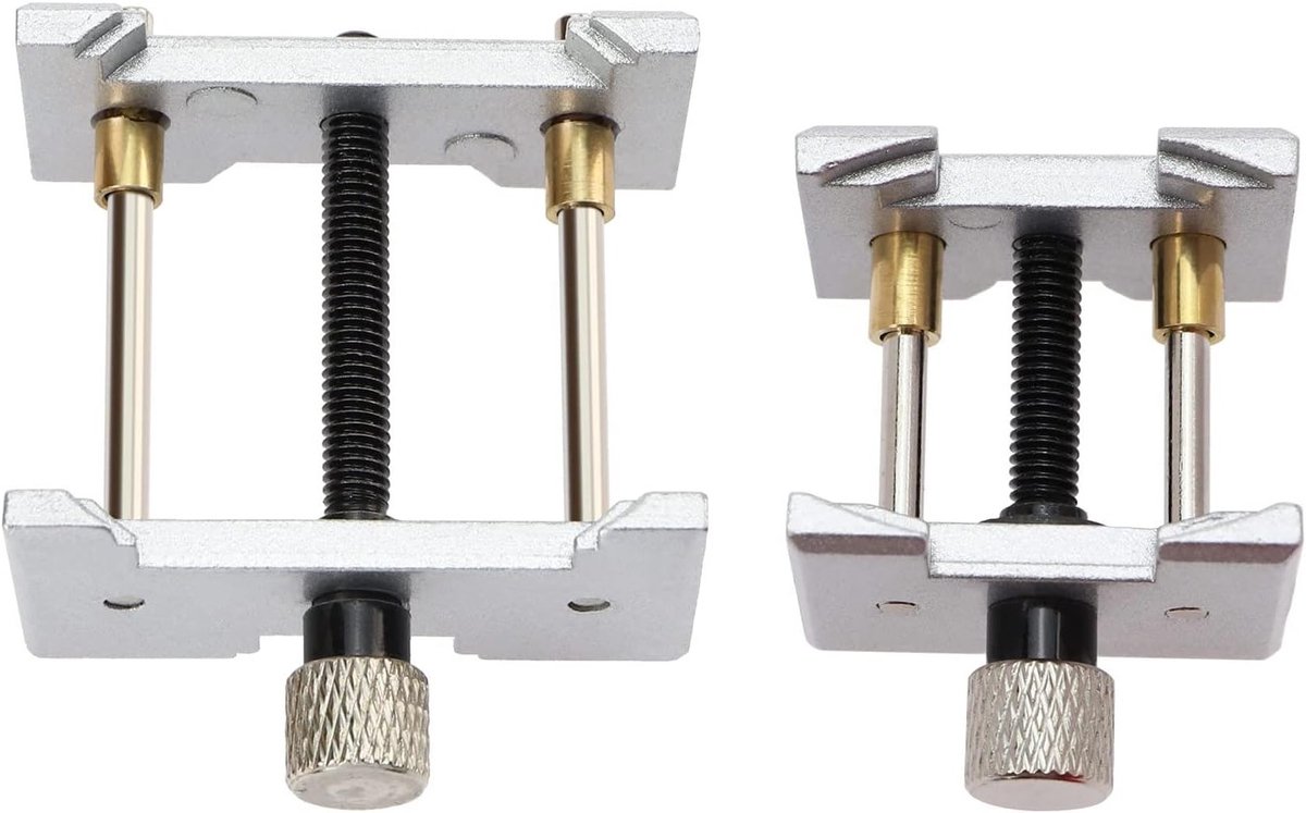 2 Stuks Horloge Beweging Houder voor Horlogemaker - Verstelbare Klem voor Reparatie, Demontage en Aanpassing van Horloge Bewegingen in 2 Maten