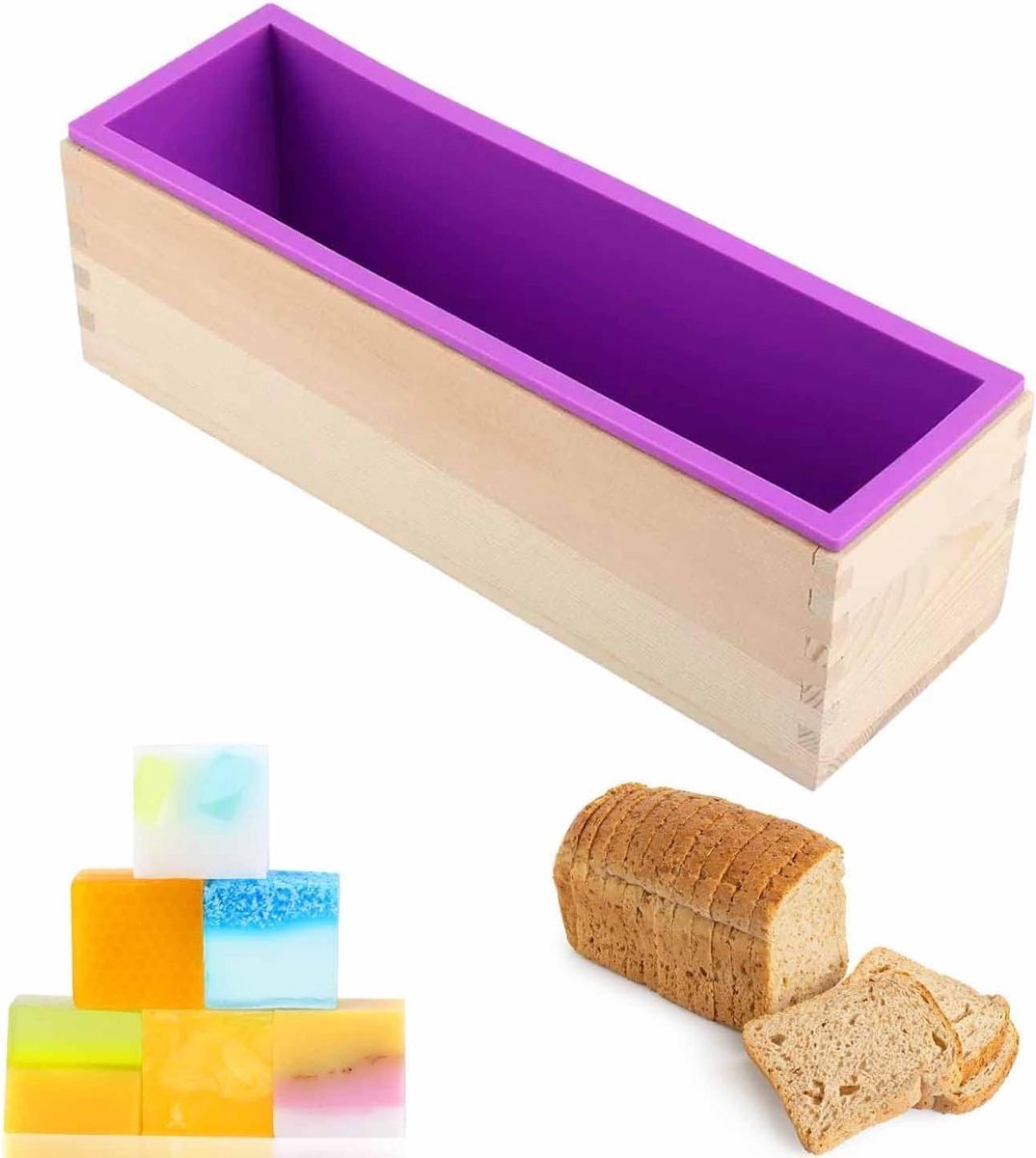 Houten zeepvorm met siliconen inleg, 1200 ml