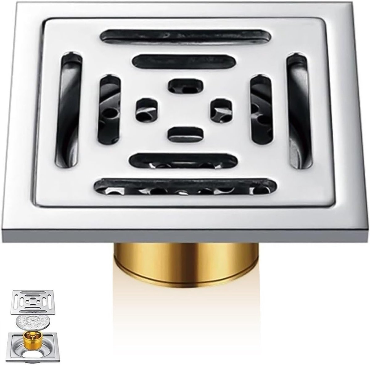 Haarvanger voor Douche en Badkuip, RVS Afvoerfilter, Effectieve Oplossing tegen Haar en Vuil in Badkamer en Keuken (100mm x 100mm)