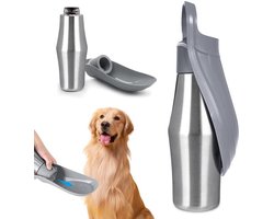 Honden drinkfles onderweg 750 ml roestvrij staal reisdrinkfles lekvrij draagbaar ideaal voor wandelen, reizen, trekking