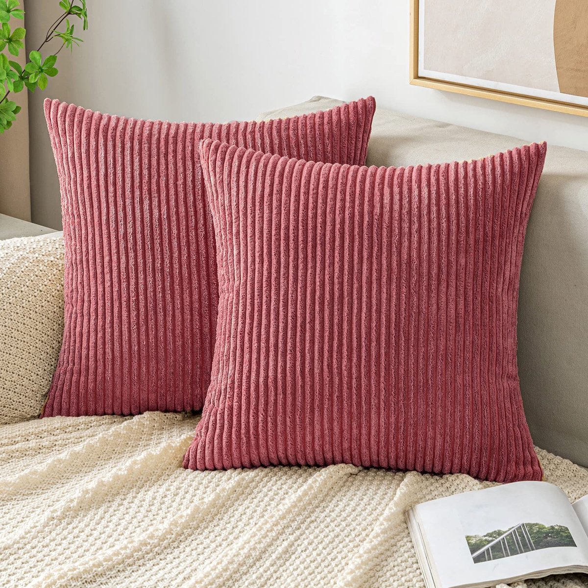 Dailygoods - Dailygoody - Kussensloop - Corduroy - Decoratieve sierkussensloop - 50 x 50 cm - Marmelade - Zachte stof - Geschikt voor slaapkamer