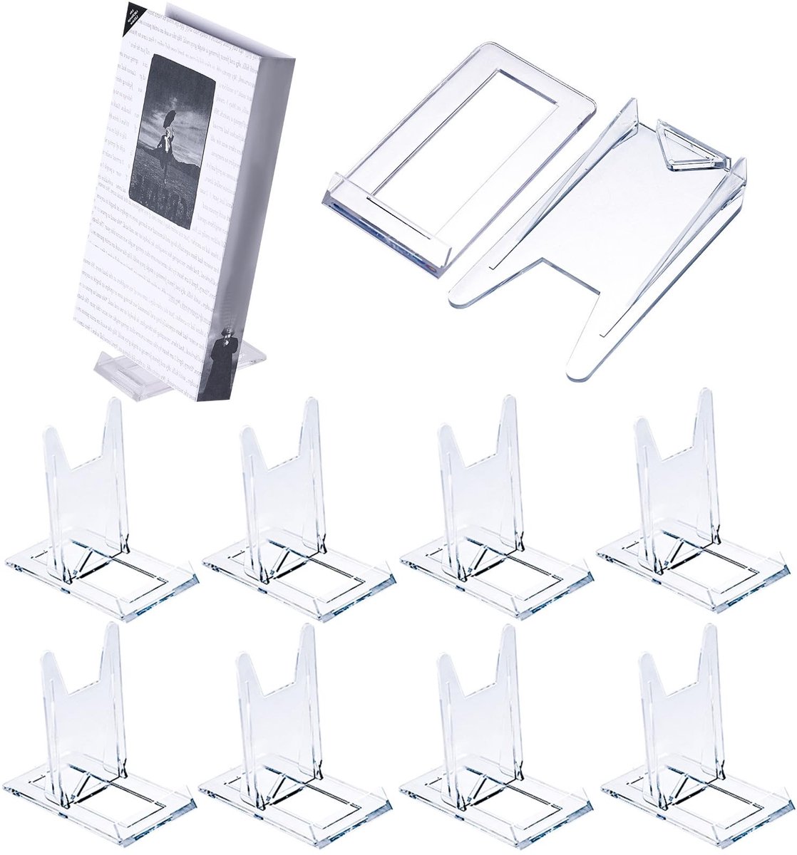 Dailygoods - Dailygoody - Boekenstandaard - Verstelbare Ezel - Transparant - Displayhouder - Voor Tijdschriften Albums Ansichtkaarten - 8 Stuks